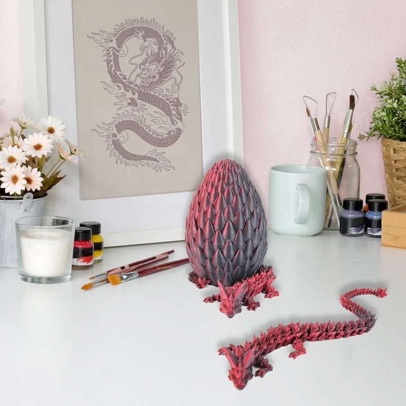 Cuanvitch 3D Printed Dragon Egg Toy 12" Crystal Articulated Dragon