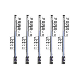 Lantelme Pack of 5 Analogue Plastic Garden Thermometers, 16 cm Length, Temperature -40 to +50 °C, Weatherproof in Black, Thermometer for Outdoor Garden Indoor Show Thermometer (Black)