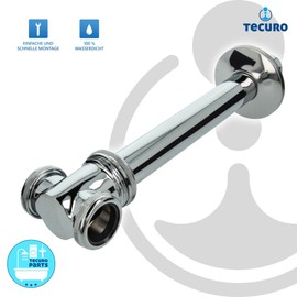 tecuro High-Gloss Chrome-Plated T-Piece Diameter 32 mm for Double Sinks - Shortenable Brass Pipe with Centre Bar and Wall Rosette