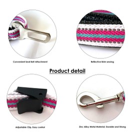 PAW ID Dog Leash Car Seat Belt Chain Clip, Reflective Dog Leash, Adjustable Dog Seat Belt Restraint 4ft Leash, Safety Dog Leash with Car Seat Belt Attachment, 120cm Long (Blue)