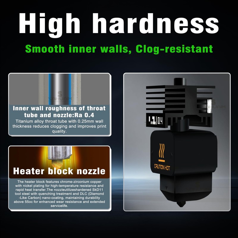 Sahvaim Upgraded 2Pcs 0.4mm H2D/H2S Hotend Kit for Bambu Lab