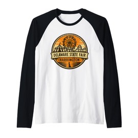 Delaware State Harrington Shirt Fair Carnival Rides Sunset Raglan Baseball Tee