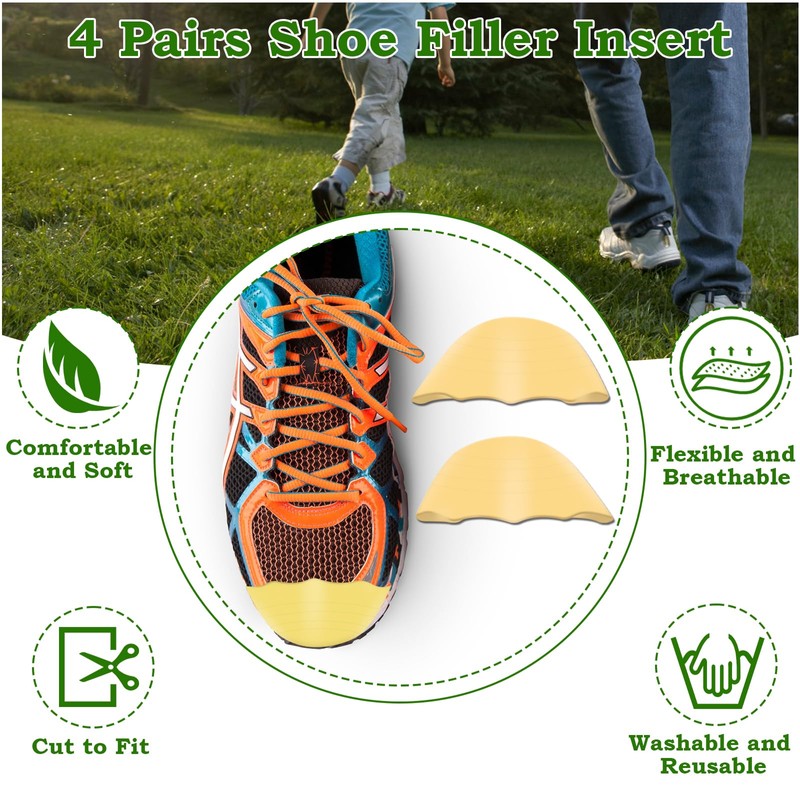 4 Pairs Shoe Filler Inserts, Anglecai Toe Filler Cushion Inserts