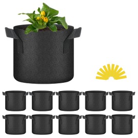 HealSmart Plant Grow Bags 3 Gallon, Tomoato Planter Pots 10-Pack with Handles, Aeration Nonwoven Fabric, Heavy Duty Gardening Planter for Vegetable, Herbs and Flowers, Black 2024 Version