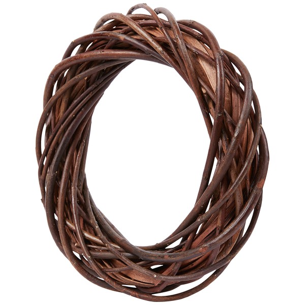 Rayher 65007000 Natural Willow Twig Wreath with a Diameter of 25 cm, Braided Wreath Making Base for Door Wreath and Home Decoration