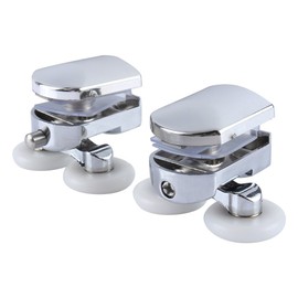 Yosoo 2 X Doble Fondo aleación de zinc ducha rodillos de puerta/Corredores/Ruedas 23 mm rueda deslizante para puertas de ducha