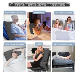 MIDAGAS Inflatable Wedge Pillow, Portable Travel Wedge Pillow for Sleeping, Traveling, Reading, Triangle Bed Wedge Pillow, Back, Knee, Leg Support for Side/Stomach Sleepers Acid Reflux, Anti Snoring