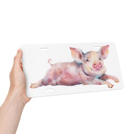 FeHuew Watercolor Cute Pig Piglet License Plate Front Car Decorative Novelty Auto Plate Car Tag Vanity Gift Metal Aluminum Plate for Women/Man 12x6 inch Wall Decor