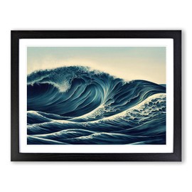 Futuristic Ocean Wave H1022 Framed Print for Living Room Bedroom Home Office Décor, Wall Art Picture Ready to Hang, Black A4 Frame (34 x 25 cm)