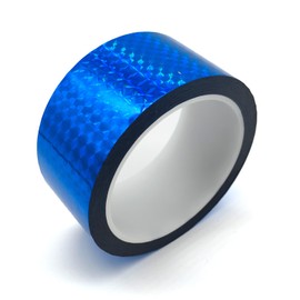 Reflective Crafting Tape, Graphic Glitter Holographic Prism Tape, for Craft Project, DIY Art, Holiday Packing, Wrapping, Keep Birds Away, 1.8 Inches by 55 Yards (Holographic-Blue)