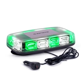 Xprite Upgraded 12" 72LED Rooftop Mini Strobe Lights, Emergency Safety Flashing Beacon Light bar with Magnetic Base for 12V-24V Construction Vehicles, Trucks, Snow Plow, Postal Car (Mix White/Green)