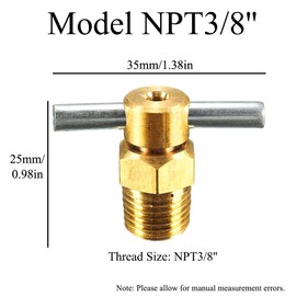 3/8 Inch NPT Brass Water Drain Valve for Air Compressor Tank Replacement Part, Pack of 5