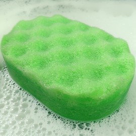 Ave A Bath Exfoliating Soap Sponge - 250g - Moisturising Shea Butter - Citrus Scent - Vegan Friendly - Puddle of Wax - Made in The UK