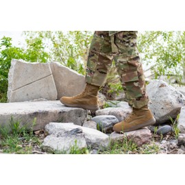 Belleville Men’s TR501 8 Inch AMRAP Athletic Training and Tactical Boots for Men - Army/Air Force OCP ACU Coyote Brown Cattlehide Leather with PT Traction Rubber Outsole - 4 R