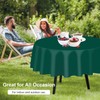 QIKSION Dark Green Round Tablecloth 2 Pack, 84 Inch Plastic