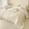 Lanqinglv Bed Linen 135 x 200 cm White with Ruffles,