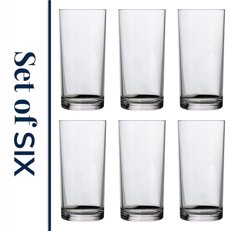US Acrylic Classic Clear Plastic Reusable Drinking Glasses (Set of
