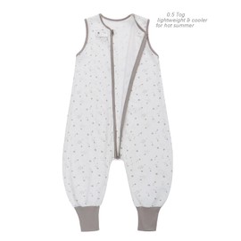 Miracle Baby Sleeping Sack with Feets TOG 0.5 Sleep Sack Toddler Sleep Sack with Legs 100% Cotton Sleeveless Baby Wearable Blanket Baby Sleeping Bag 6-12 Months (White Stars)