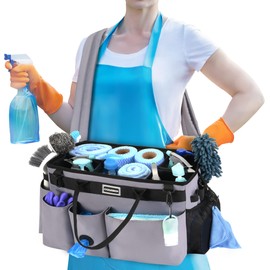 CHZUOBER Wearable Cleaning Caddy, Professional Cleaning Caddy for Hotels Cleaning Supplies Organizer with Handle Cleaning Bags for Housekeepers with Sponge Shoulder Strap for Cleaners