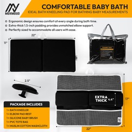 Mohmoud Baby Bath Kneeler and Elbow Rest Pad Set | Extra Thick Padding, Non-Slip, Machine Washable, Odorless - Includes Baby Bath Accessories in a Gift Ready Tote Bag - Baby & Toddler Bath Essentials