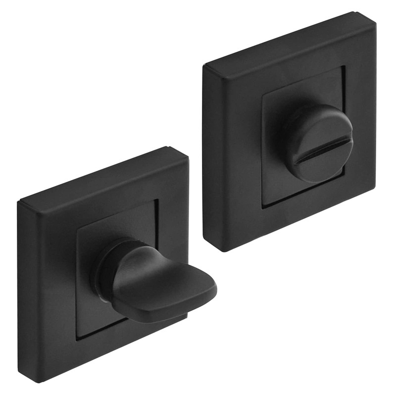 DecorAndDecor Square Escutcheon Thumb Turn Key Rose (Black WC Thumb
