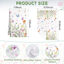 Tegeme 2 Pcs Floral Kitchen Towels 16x24 Inch Decorative Dish Hand Tea Towels for Farmhouse Home Decor Spring Summer Party Holiday Supply Bathroom Housewarming Gift(Wildflower)