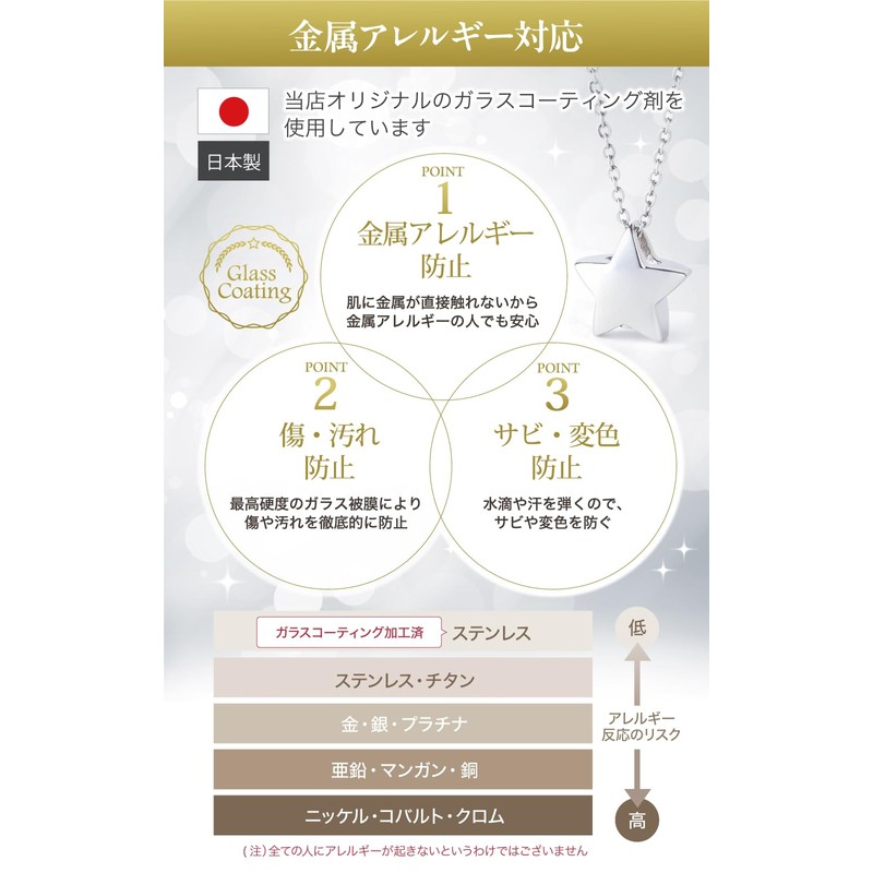 ASHIFA Cremation Urn Pendant, Star, Hand Supplement, Coccyx Set, Hypoallergenic,