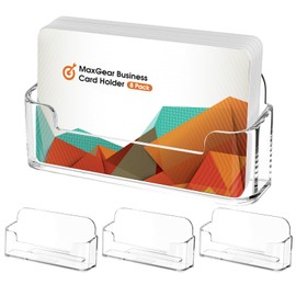 MaxGear Acrylic Business Card Holder for Desk, Clear Plastic Card Holders Display Stand Desktop Cards Organizer for Home & Office, 3.82 x 1.80 x 1.43 inches, 8 Pack