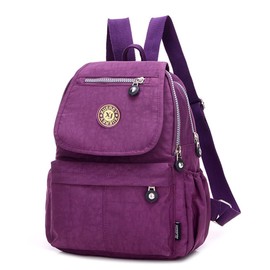 XUEREY Women's Small Handbag Nylon Shoulder Bag Casual Day Pack Multi-Pocket Casual Waterproof Nylon Bags Travel School Bag Laptop Backpack (Purple)