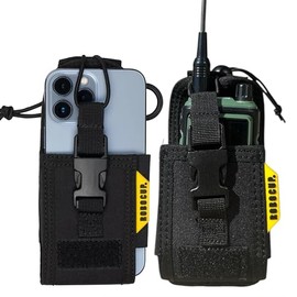 ROBOCUP - Soporte para cinturón para radio de mano de dos vías, walkie talkie, GPS, teléfono, diseño resistente para trabajo y deportes, lados elásticos universales para cables de micrófono, costuras