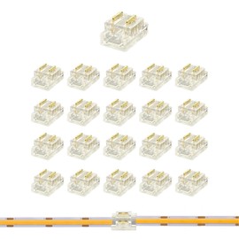 Clearhill 5mm 2 Pin 20 Light Strip Connector, Press-In Assembly, Ultra-Thin, Single Color 5V/12V/24V Light Strip Connector Transparent Terminal, Secure Connection