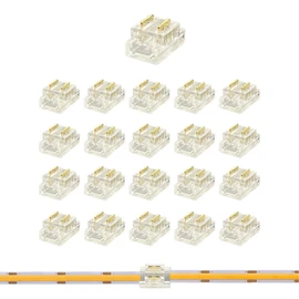 Clearhill 5mm 2 Pin 20 Light Strip Connector, Press-In Assembly, Ultra-Thin, Single Color 5V/12V/24V Light Strip Connector Transparent Terminal, Secure Connection