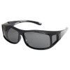 Hodogaya Denki Men's Sunglasses, Polarized Overglass, Plastic Frame, Black, Black