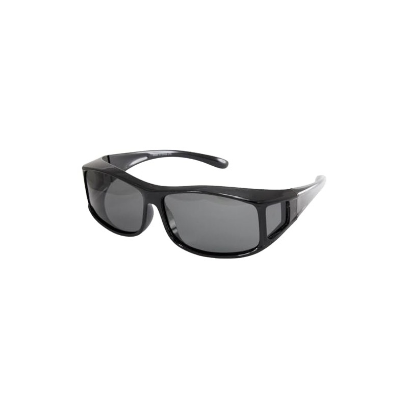 Hodogaya Denki Men's Sunglasses, Polarized Overglass, Plastic Frame, Black, Black