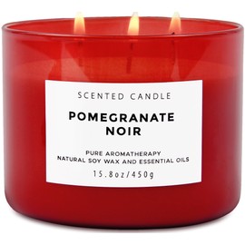 Pomegranate Noir Vanilla 3 Wick Candle | Highly Scented Natural Soy Candle 15.8 oz | Aromatherapy Stress Relief Candle Long Lasting & Clean Burn | Luxury Relaxing Gift for Home, Women & Men