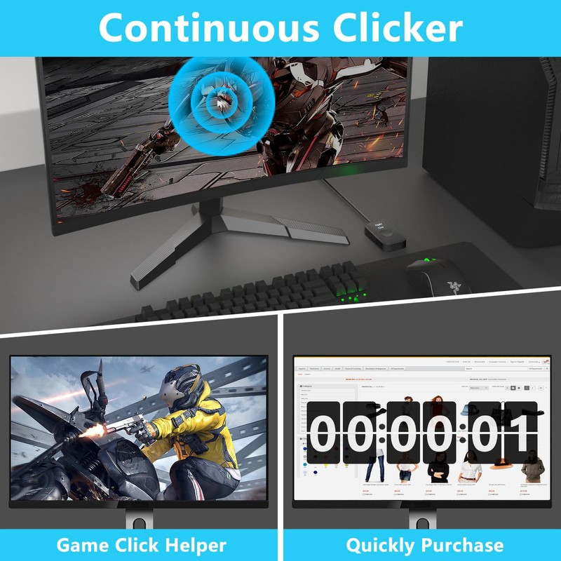 Wotbcg Mouse Jiggler & Auto Clicker, 2 in 1 Driver-free