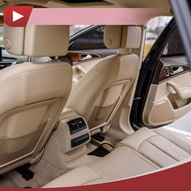 HEROFFIX 1 Pc Car Trash Can Foldable Portable Trash Bin 11.4" Length 7.5" Width 11.4" Height Beige Faux Leather