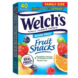 Welch's Welch’s Fruit Snacks, Mixed Fruit, Perfect Stocking Stuffer, 0.8 oz Pack of 40