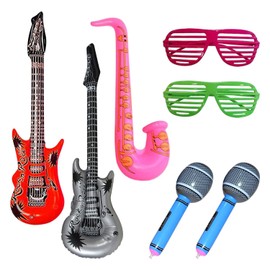 CWPFVQA 7 Pieces Ribbon Inflatable Boat Party Prop Accessories Guitars Saxophone Cosplay Props Party Decoration Supplies