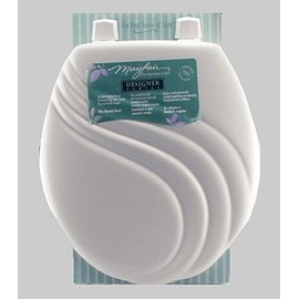 Mayfair Never Loosens Round White Molded Wood Toilet Seat