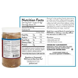 Postum Natural Coffee Flavor Coffee Substitute (3x8oz) | Caffeine Free Coffee Alternative with Roasted Wheat & Molasses | Natural, Non-GMO, Vegan Coffee Replacement Drink