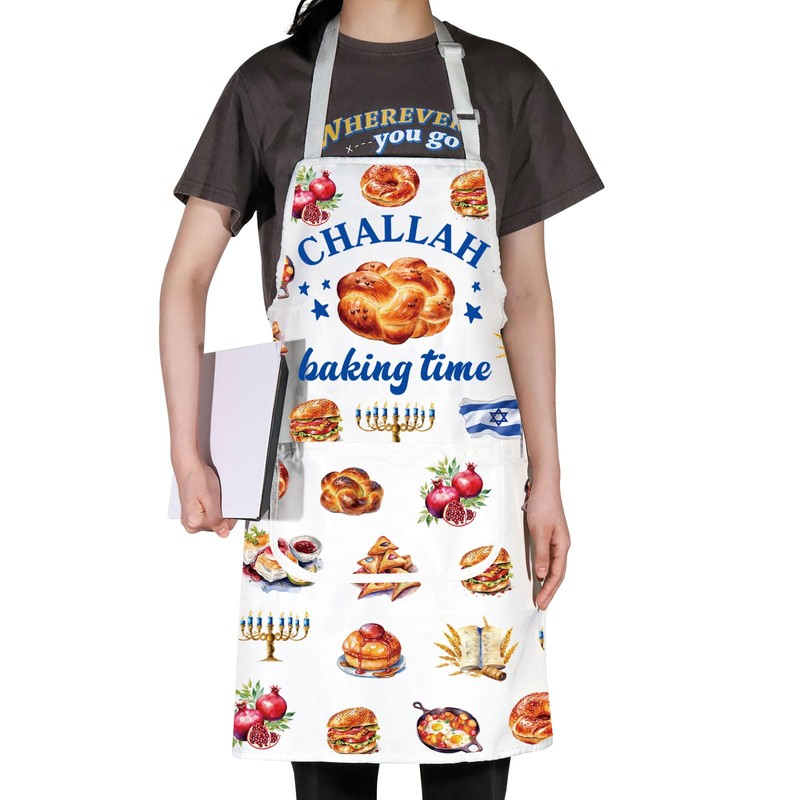 G2TUP Challah Bread Kitchen Apron Happy Challah Days Gifts Hanukkah
