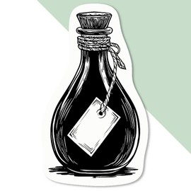 4 x Small 50mm 'Vintage Potion Bottle with Tag ' Permanent Sticker Decals for Cars/Windows/Bins/Walls etc (DW00135896)