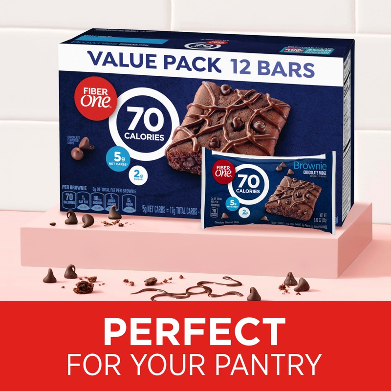Fiber One 70 Calorie Brownies, Chocolate Fudge, Snack Bars, Value