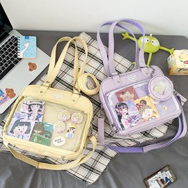 GJGJTER Women JK Purse Shoulder Bags Handbag Transparent Window DIY Messenger Bag Small Wallet Pendant-Yellow