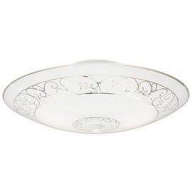 Westinghouse 6620600 Two-Light Semi-Flush-Mount Interior Ceiling Fixture, White Finish with White Scroll Design Glass, Round