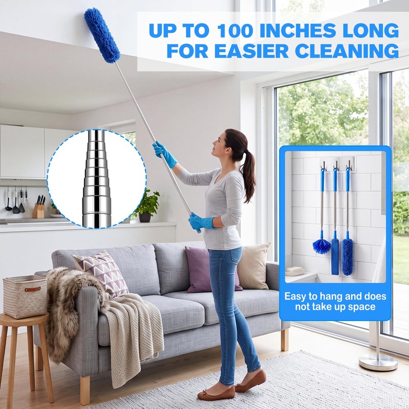 Yiyiring 8 Pcs Microfiber Duster Kit with 83 in Extension