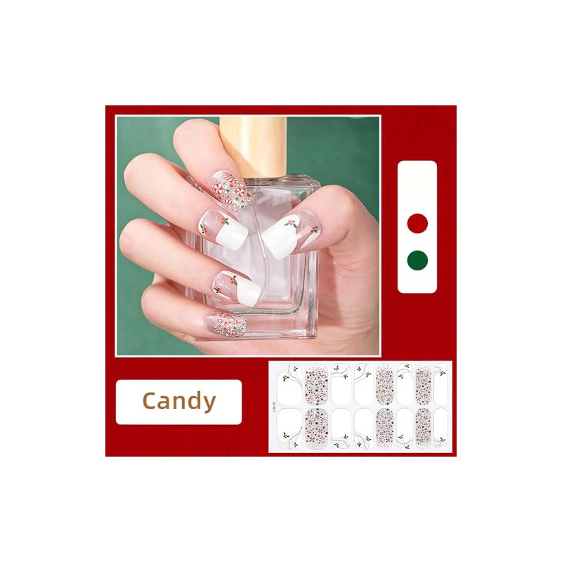 CHANGAR Pegatinas de esmalte de uñas de Navidad con copo