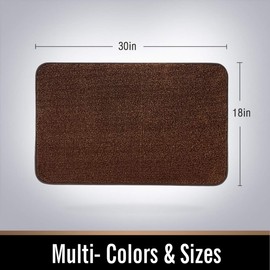 ITSOFT Non-Slip Polyester Dirt Trapper Door Mat Indoor Outdoor Entrance Rug for Front Door Super Absorbent, Machine Washable, 30 x 18 Inches Brown & Camel