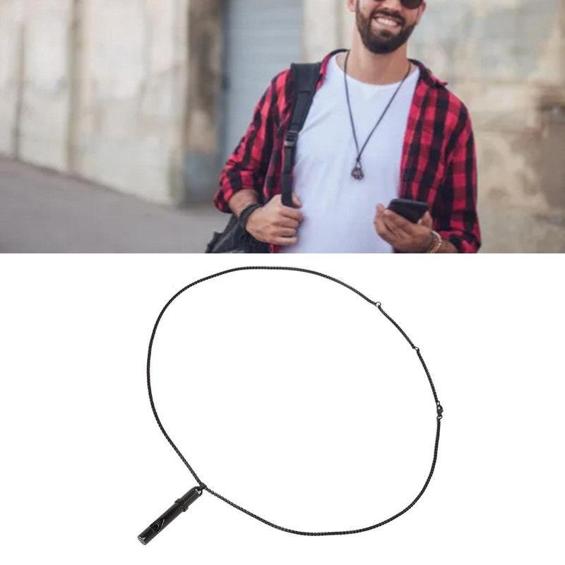 Breathing Necklace Reducing Stress Whistle Shape Steel Meditation Anxiety Necklace